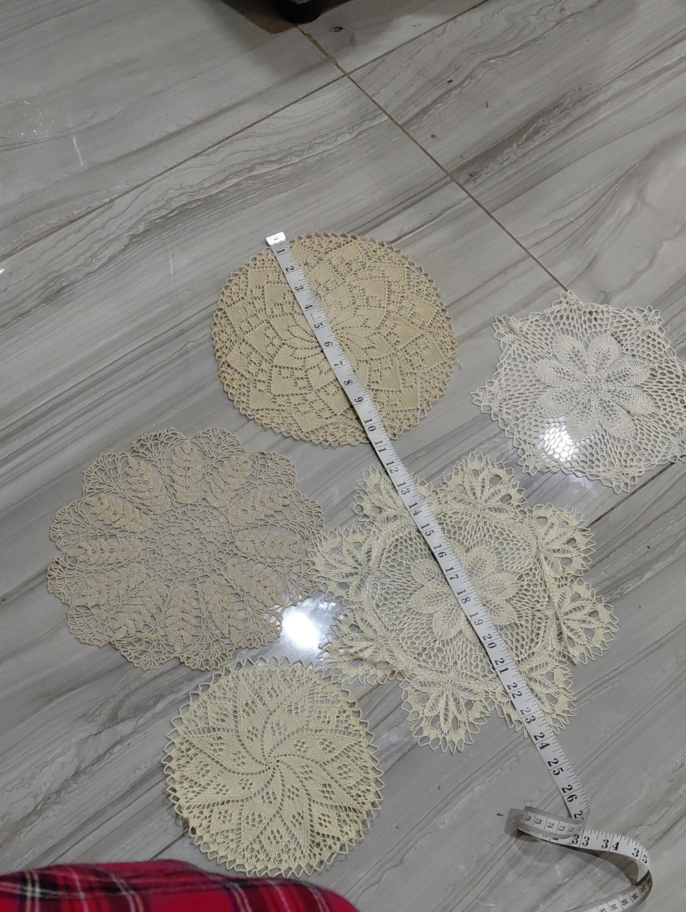 Handmade Crochet Doily Set in Cream and Beige